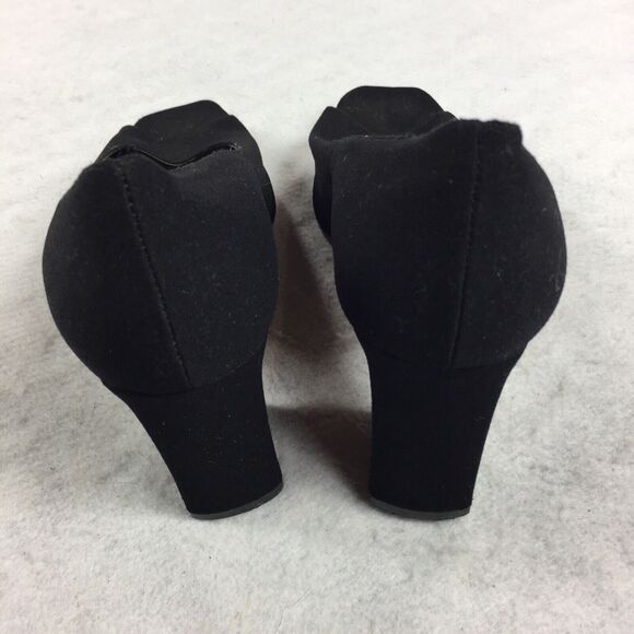 Vintage Saks Fifth Avenue Square Peep Toe Heels Size 8.5 M Black Block Pumps - Picture 5 of 8
